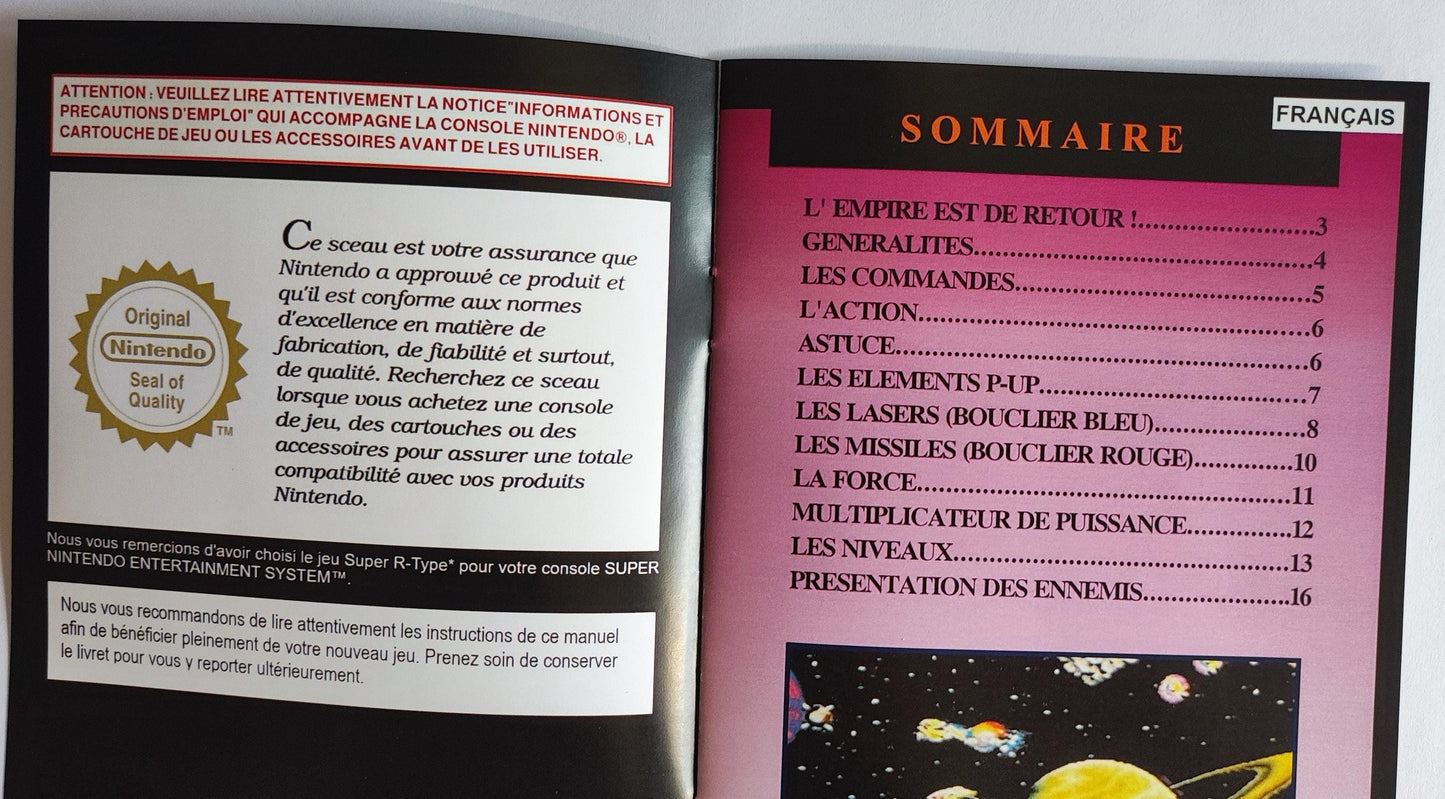 Notice Super R-Type SNES - Français -