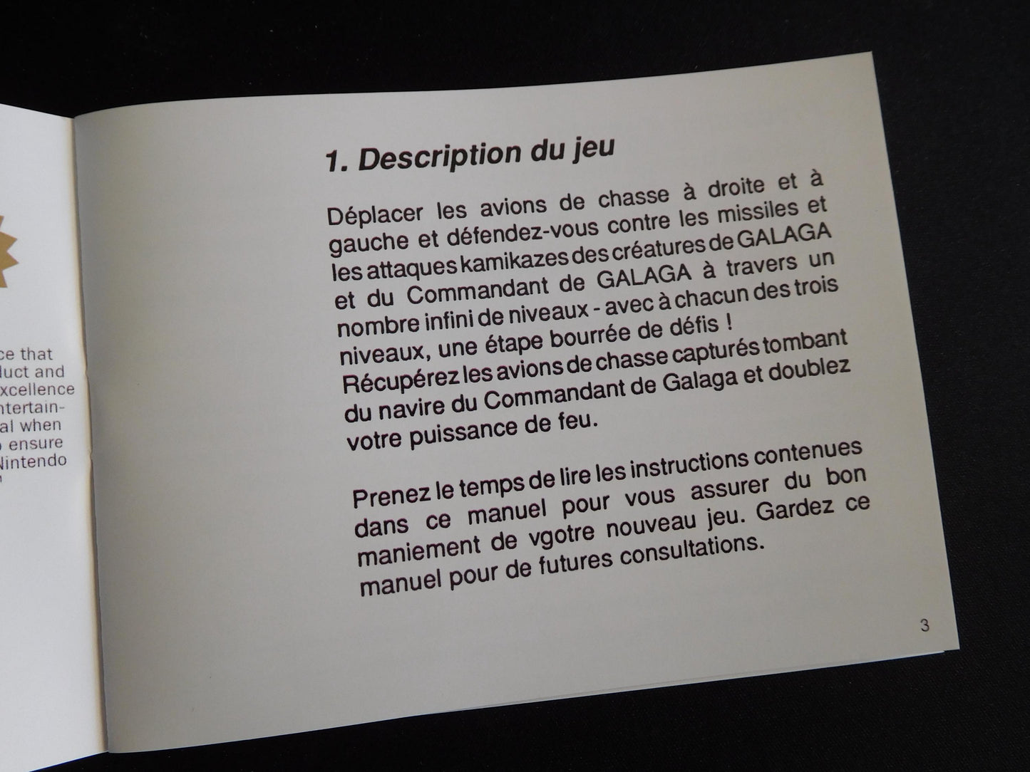 Notice Galaga - NES - Français -