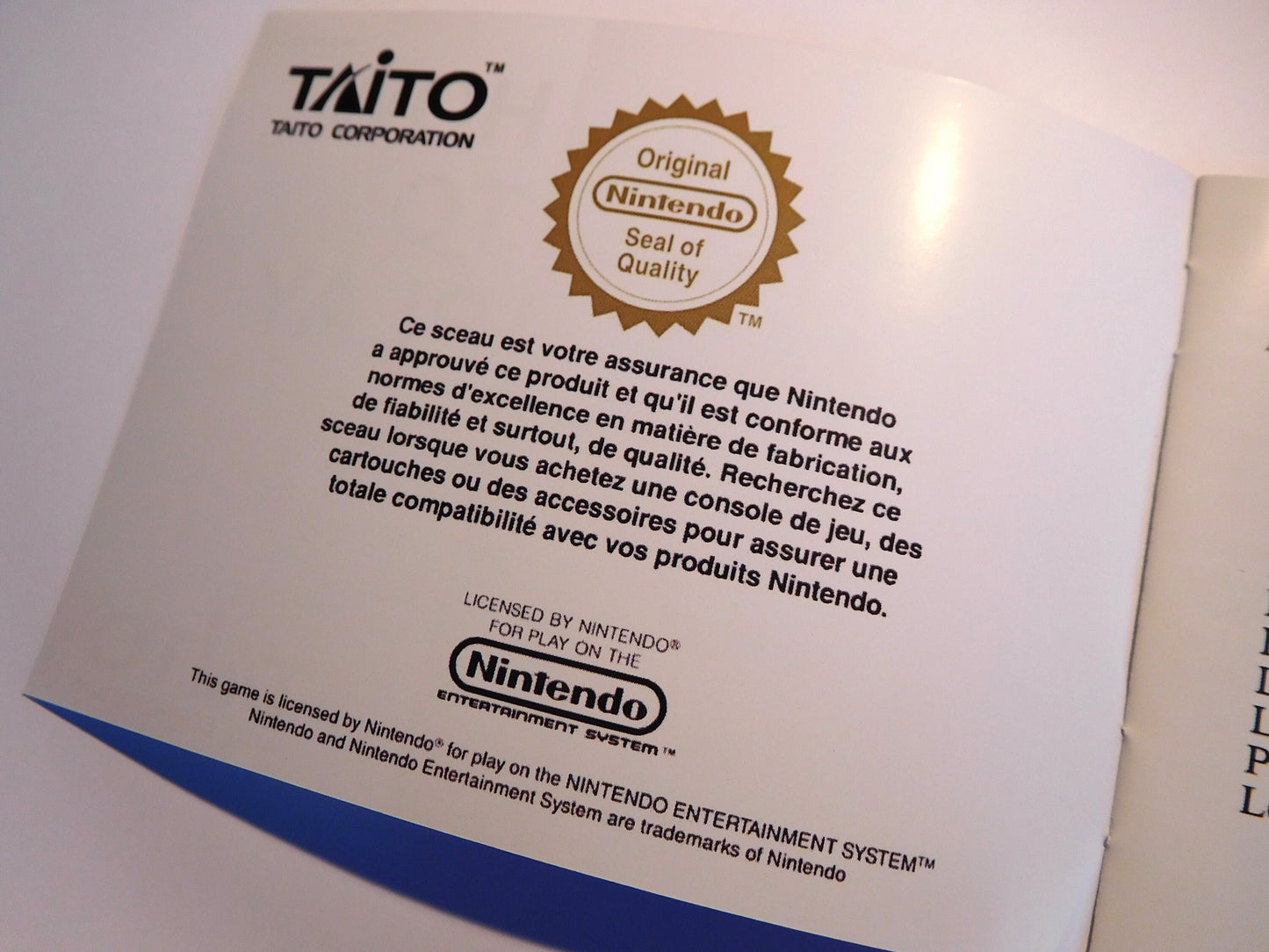 Notice Blue Shadow NES - Français -