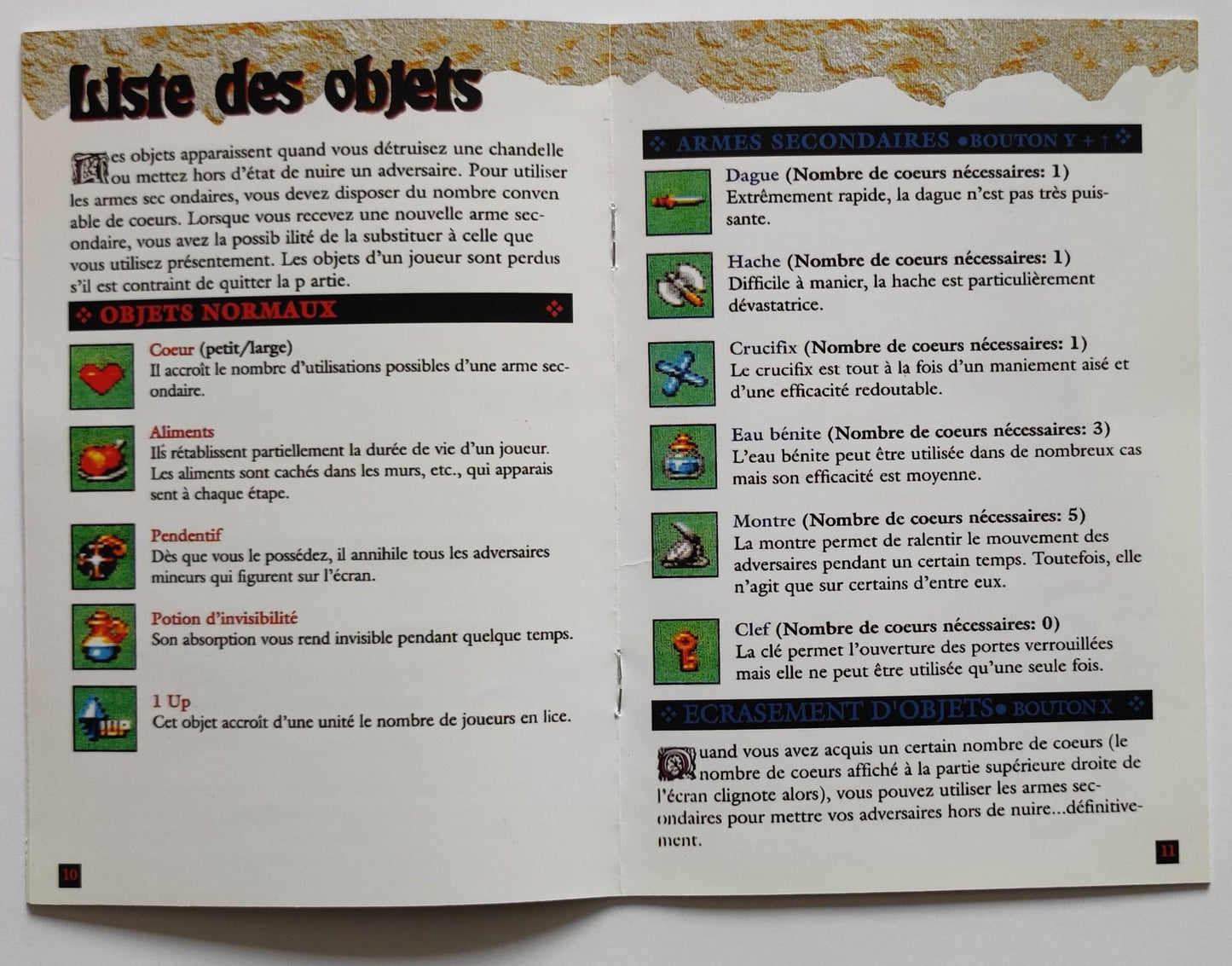 Notice Castlevania: Vampire's Kiss SNES - Français -