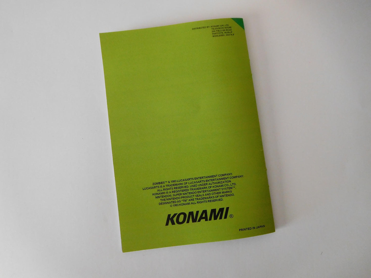 Notice Zombies UKV - SNES - Anglais -