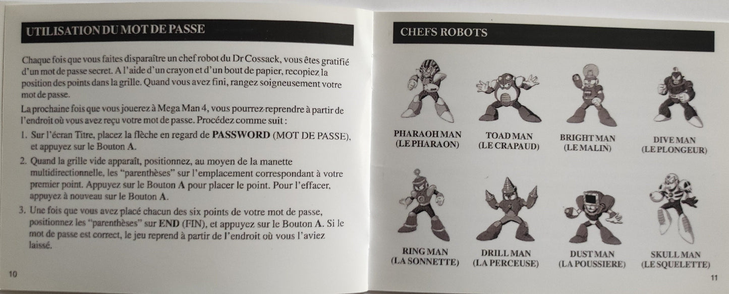 Notice Megaman 4 NES - Français -