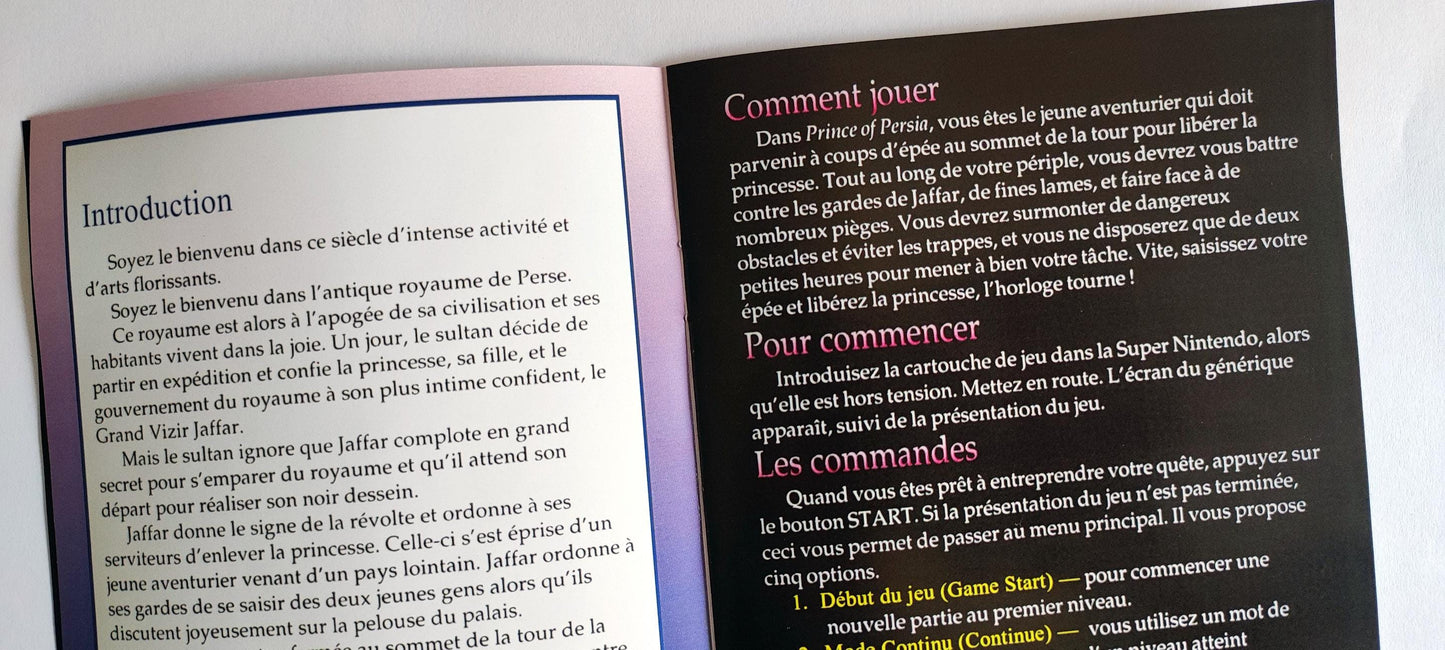 Notice Prince of Persia SNES - Français -