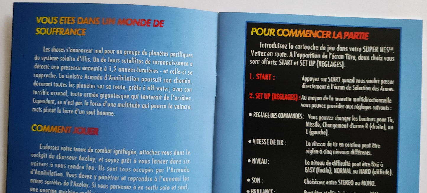 Notice Axelay SNES - Français -