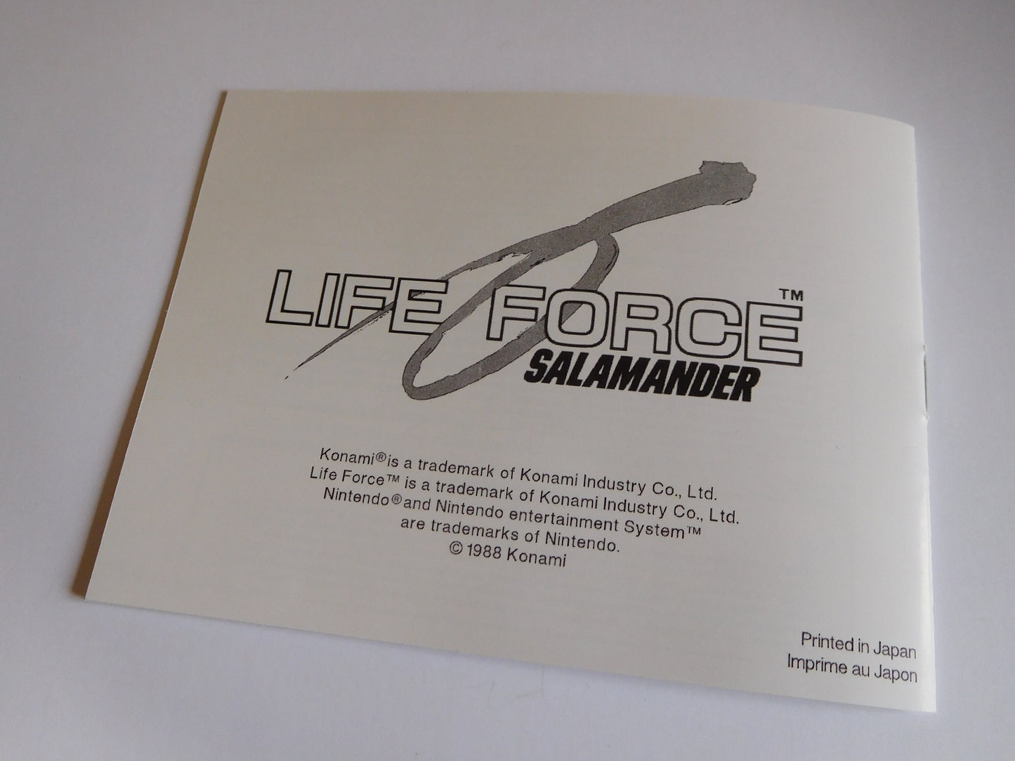 Notice Life Force Salamander  NES - Français -