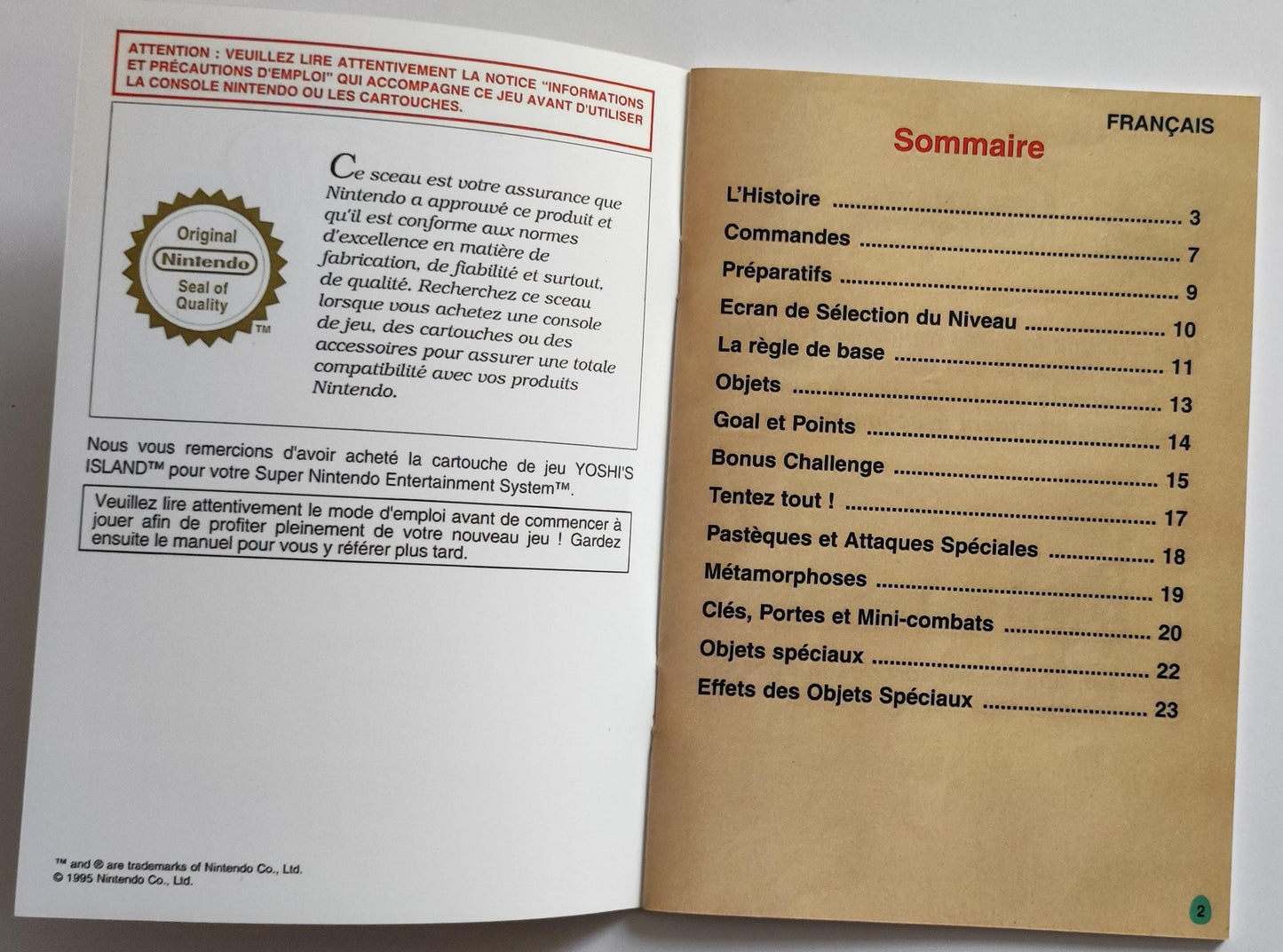 Notice Super Mario World 2: Yoshi's Island SNES - Français -