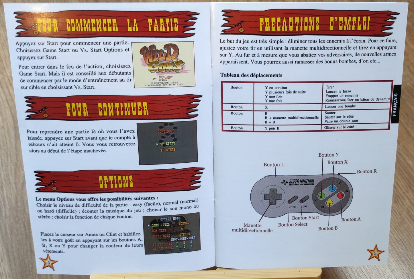 Notice Wild Guns SNES - Français -