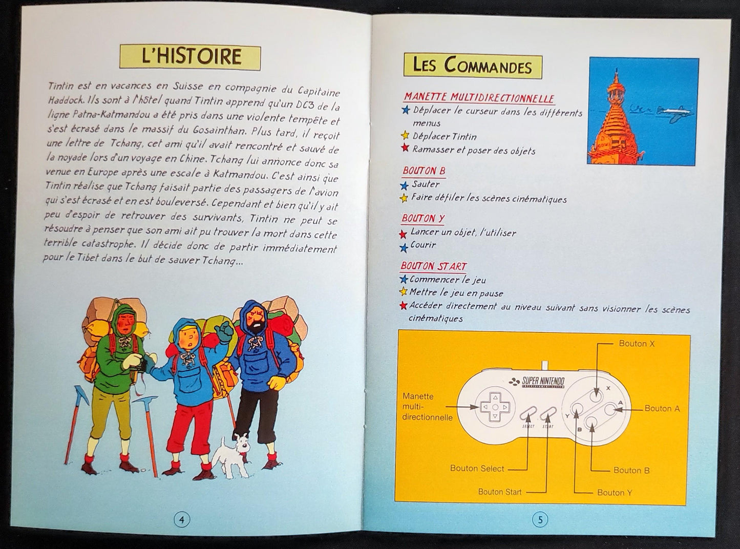 Notice Tintin au Tibet - SNES - Français -
