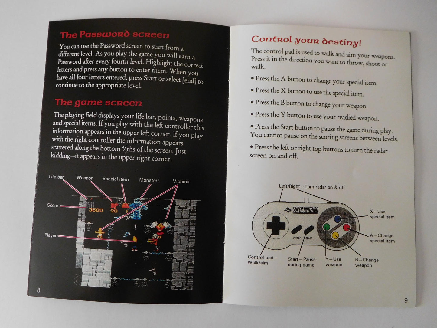 Notice Zombies UKV - SNES - Anglais -