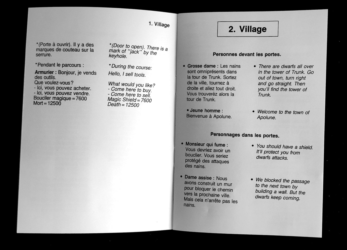 Livret de Traduction Faxanadu - NES - FR/EN - RGUNIVERSE STORE