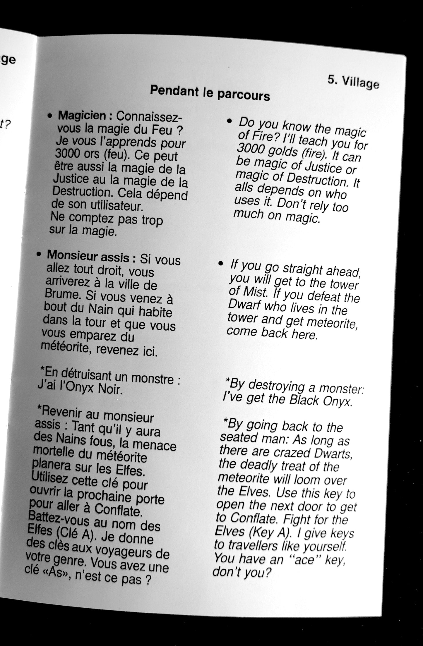 Livret de Traduction Faxanadu - NES - FR/EN - RGUNIVERSE STORE