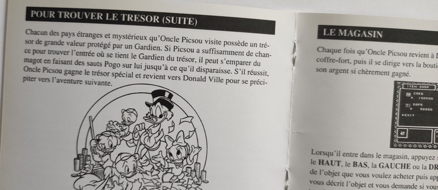 Capture d'écran du jeu vidéo DuckTales 2 pour NES en version française, avec boîte et cartouche visibles.