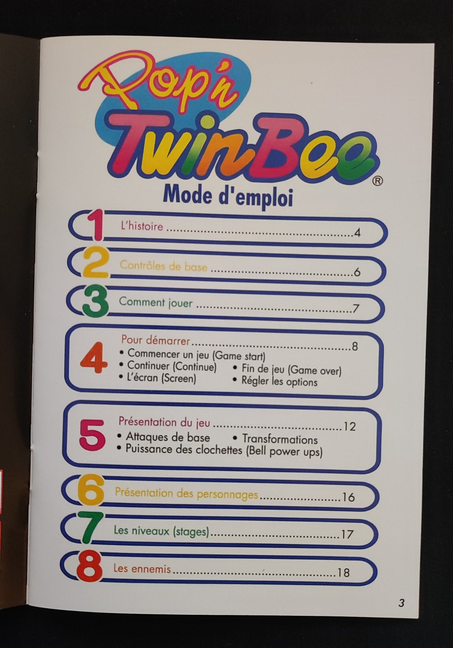 Notice Pop'n TwinBee SNES - Français - RGUNIVERSE STORE