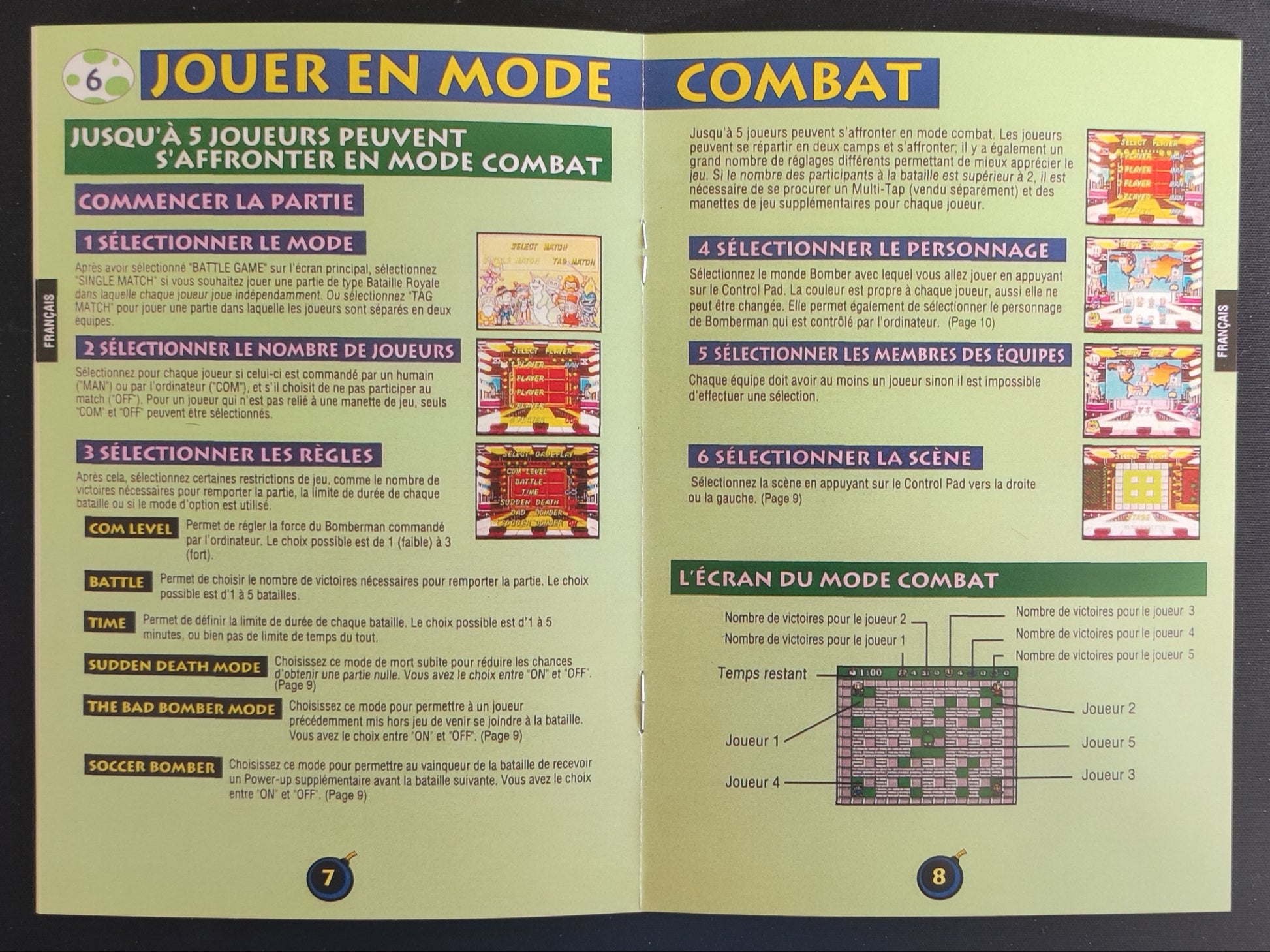 Notice en français pour Super Bomberman 3 sur SNES, document d'instruction reproduit, édition RGUNIVERSE STORE.