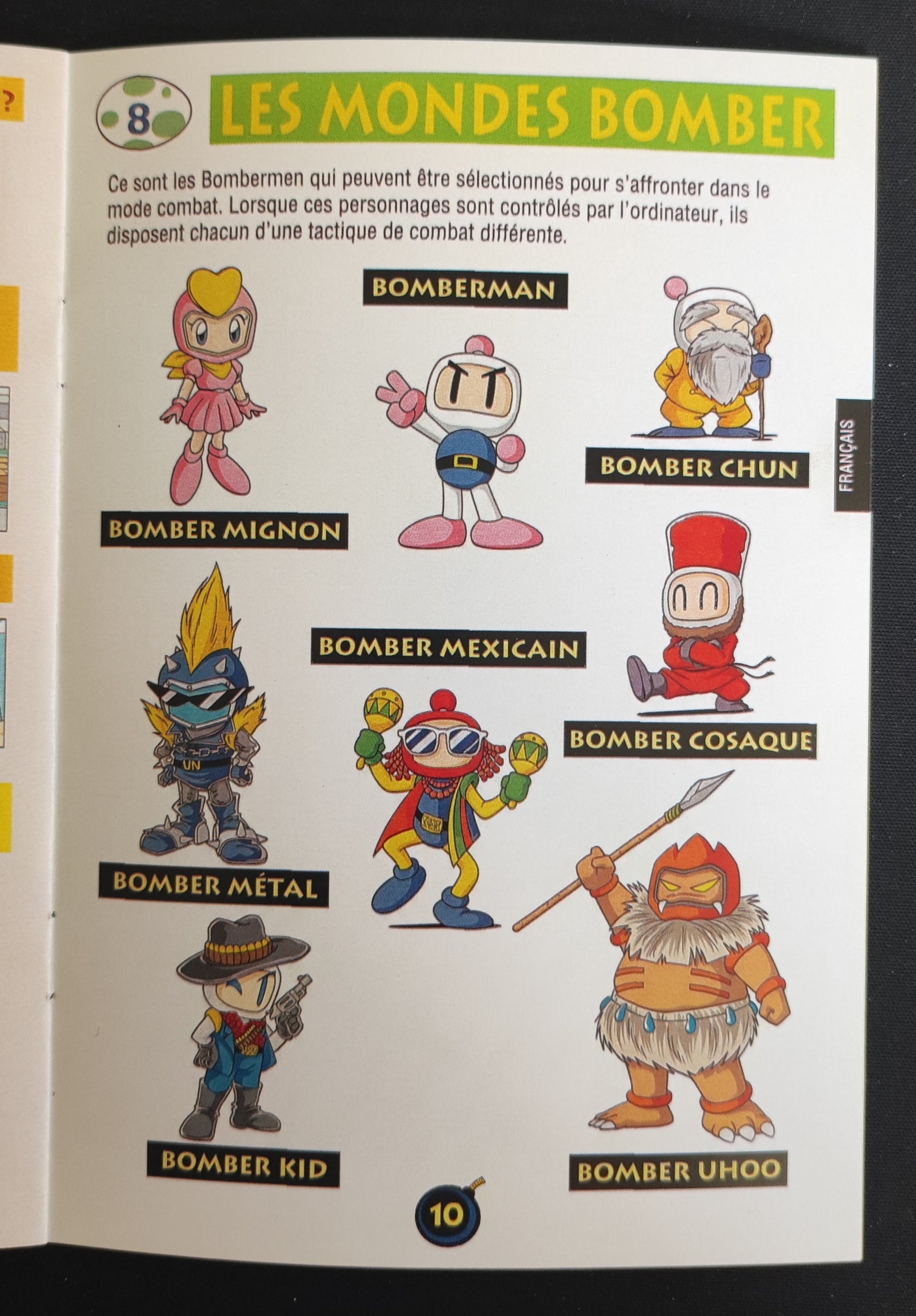Notice en français pour le jeu Super Bomberman 3 sur SNES, reproduction, avec instructions et illustrations.