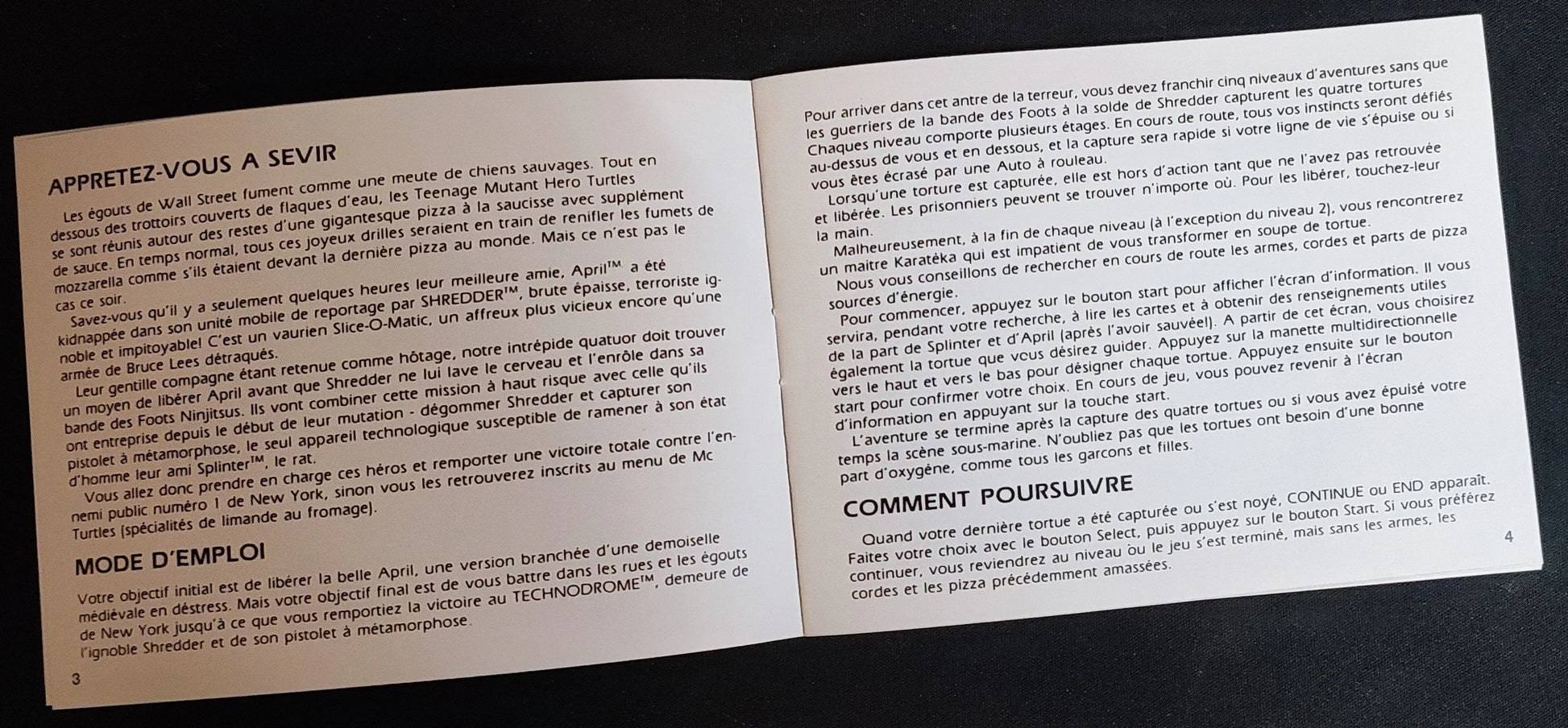 Notice Teenage Mutant Hero Turtles NES - Français - RGUNIVERSE STORE