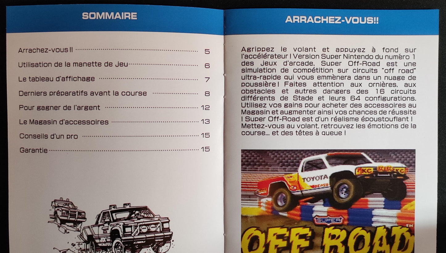 Notice Super Off Road - SNES - Français -