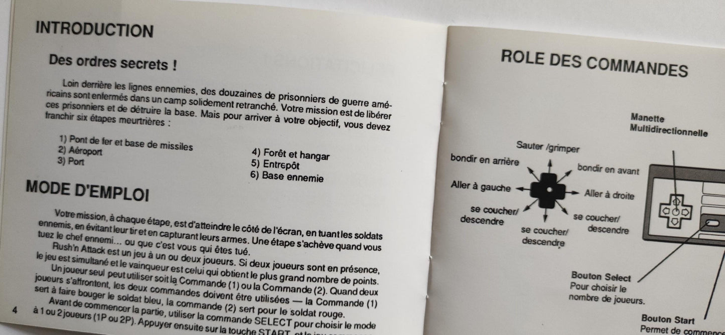 Notice Rush'n Attack NES - Français -