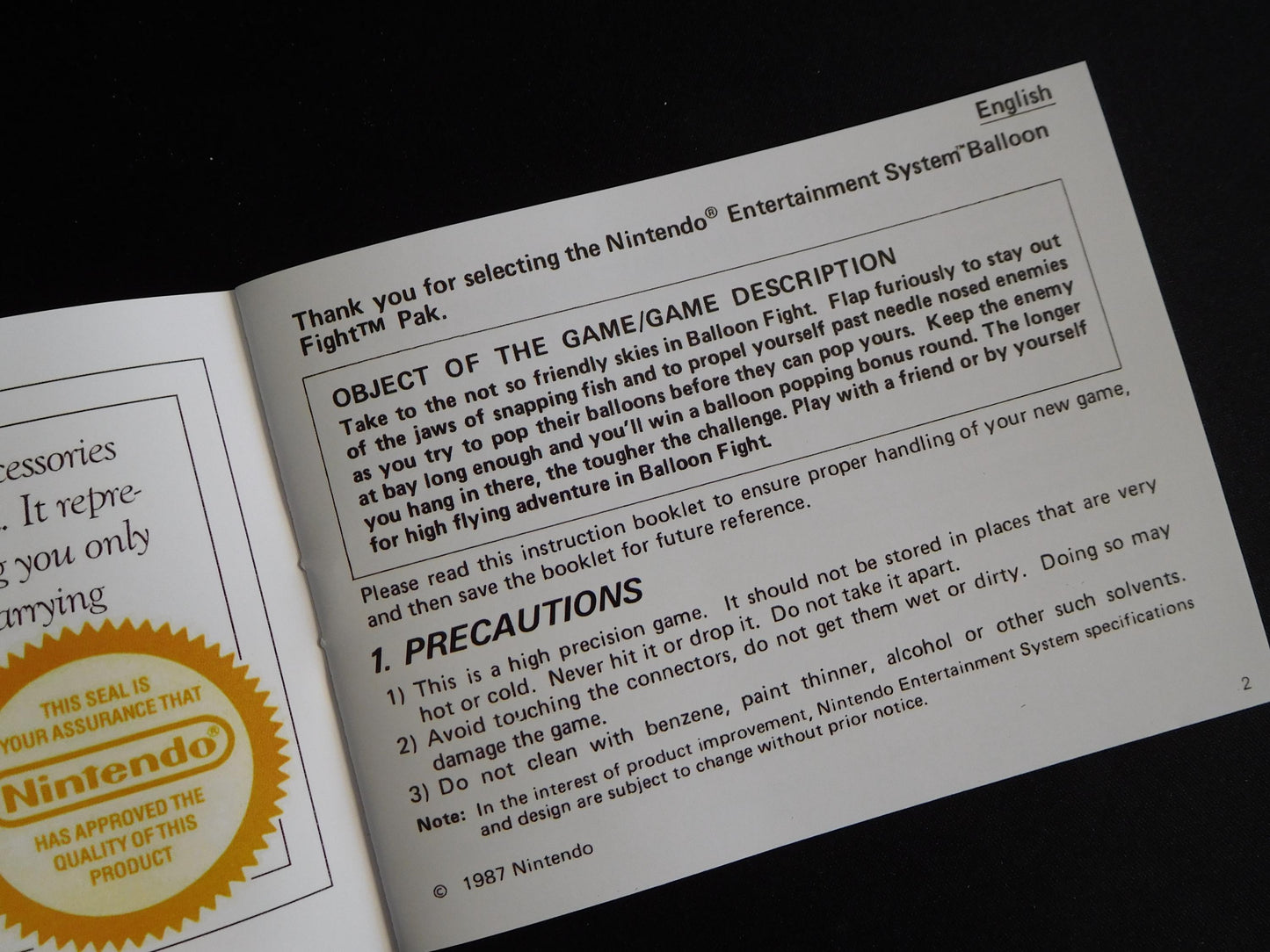 Notice Balloon Fight - ASD - NES - Français/Anglais -