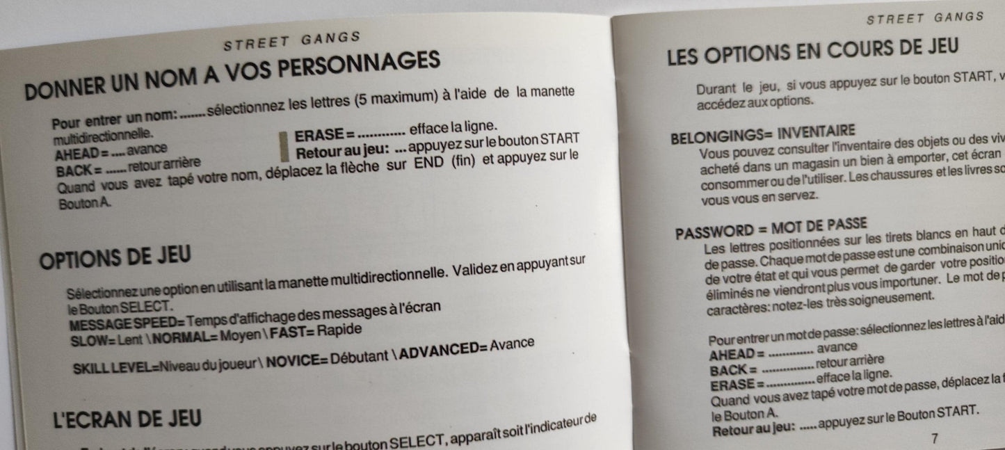 Notice Street Gangs NES - Français -