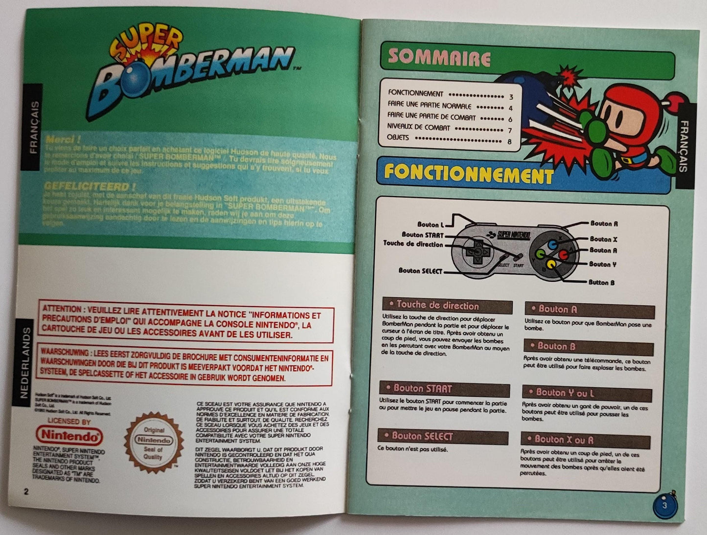 Notice Super Bomberman SNES - Français -
