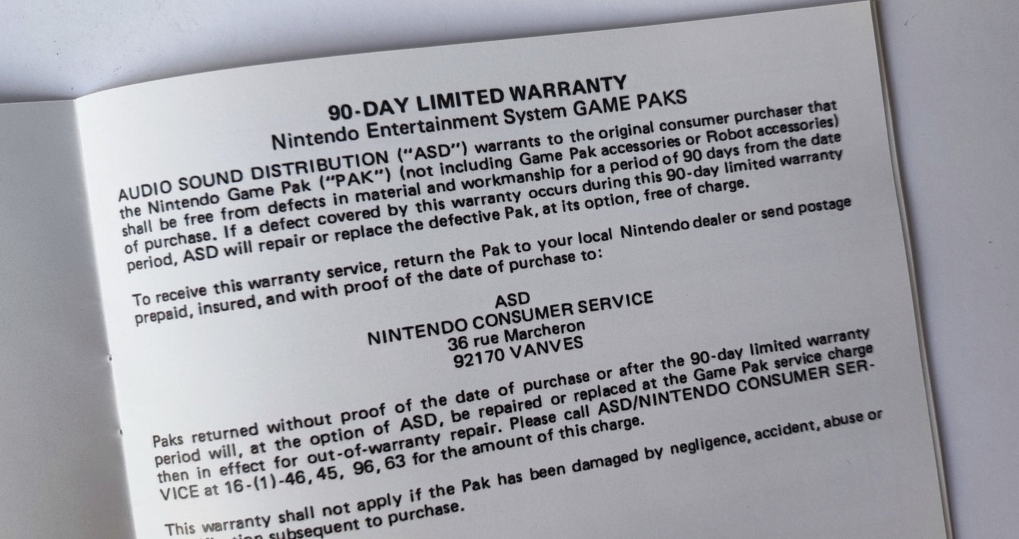 Notice Donkey Kong- ASD - NES - Français/Anglais -