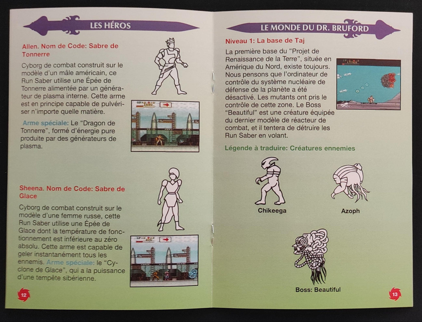 Notice Run Saber - SNES - Français -