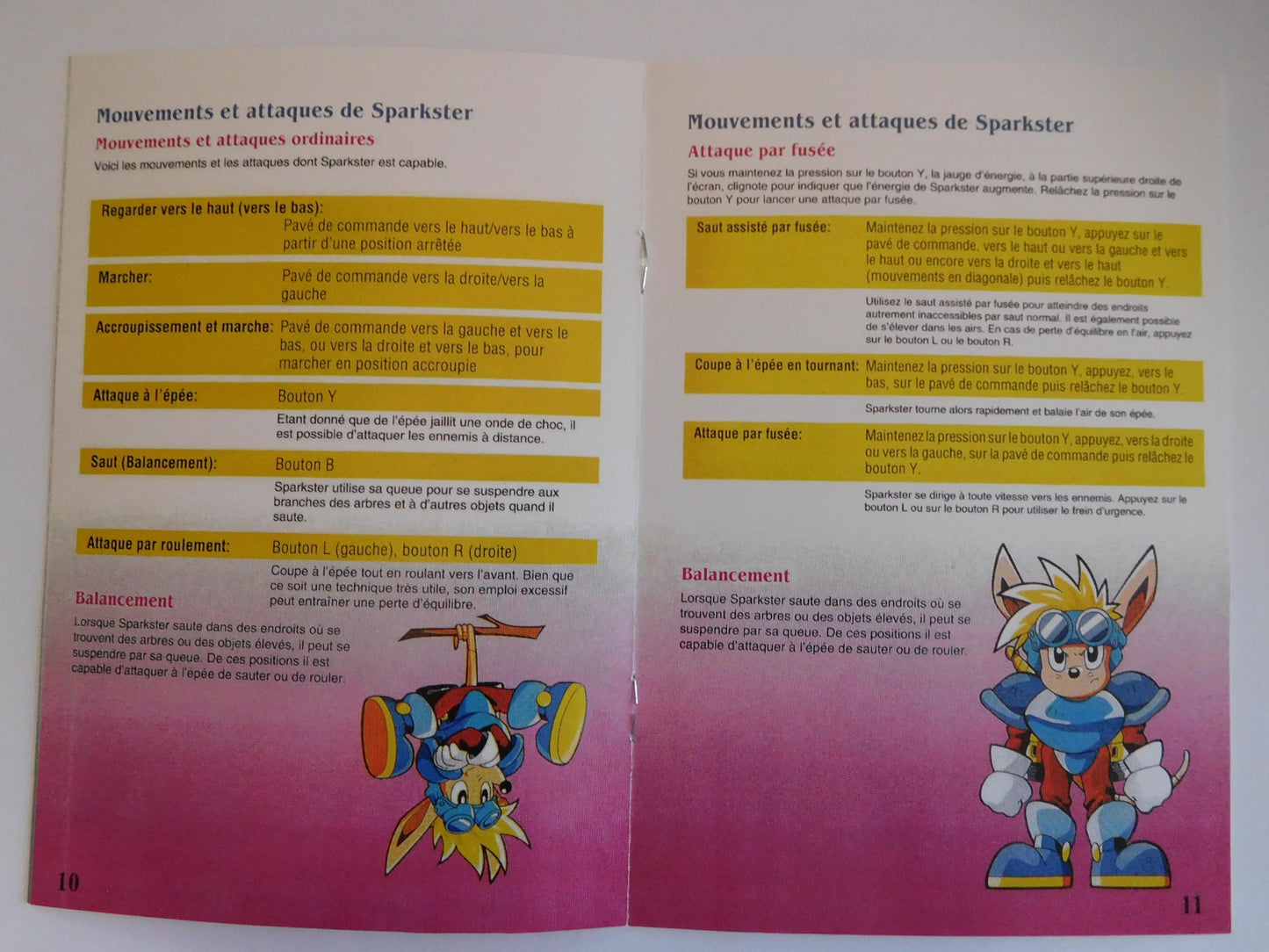 Notice Sparkster - SNES - Français -