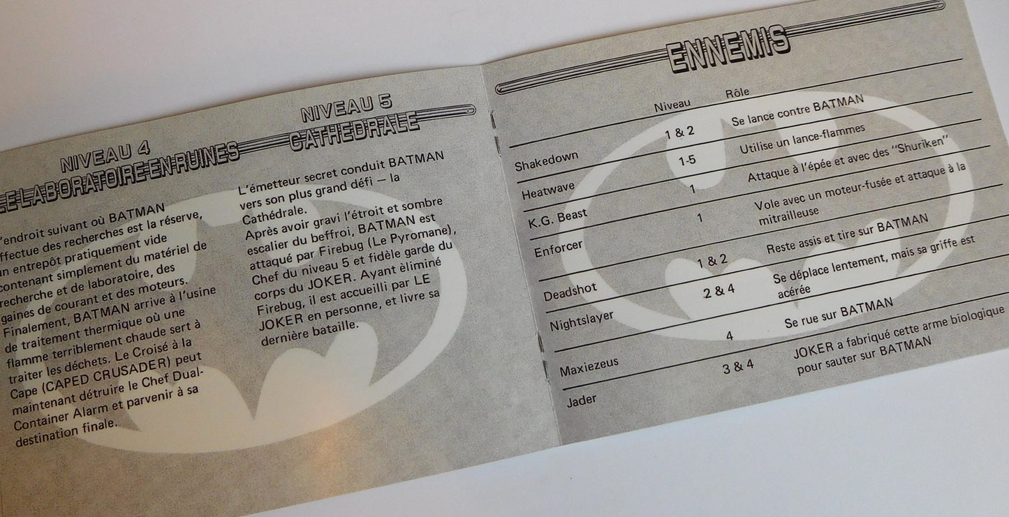 Notice Batman: The Video Game NES - Français -