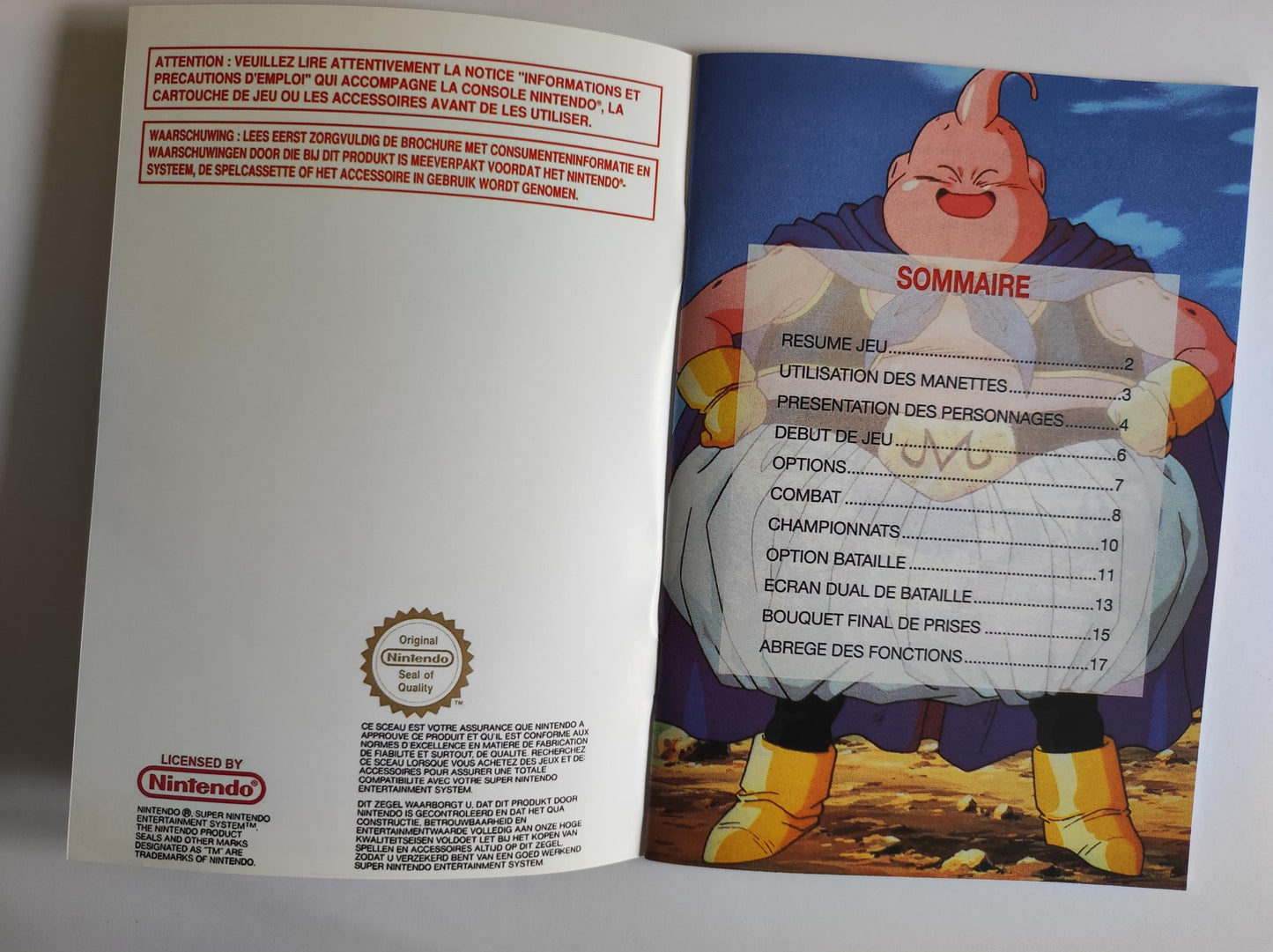 Notice Dragon Ball Z : Ultime Menace SNES - Français -
