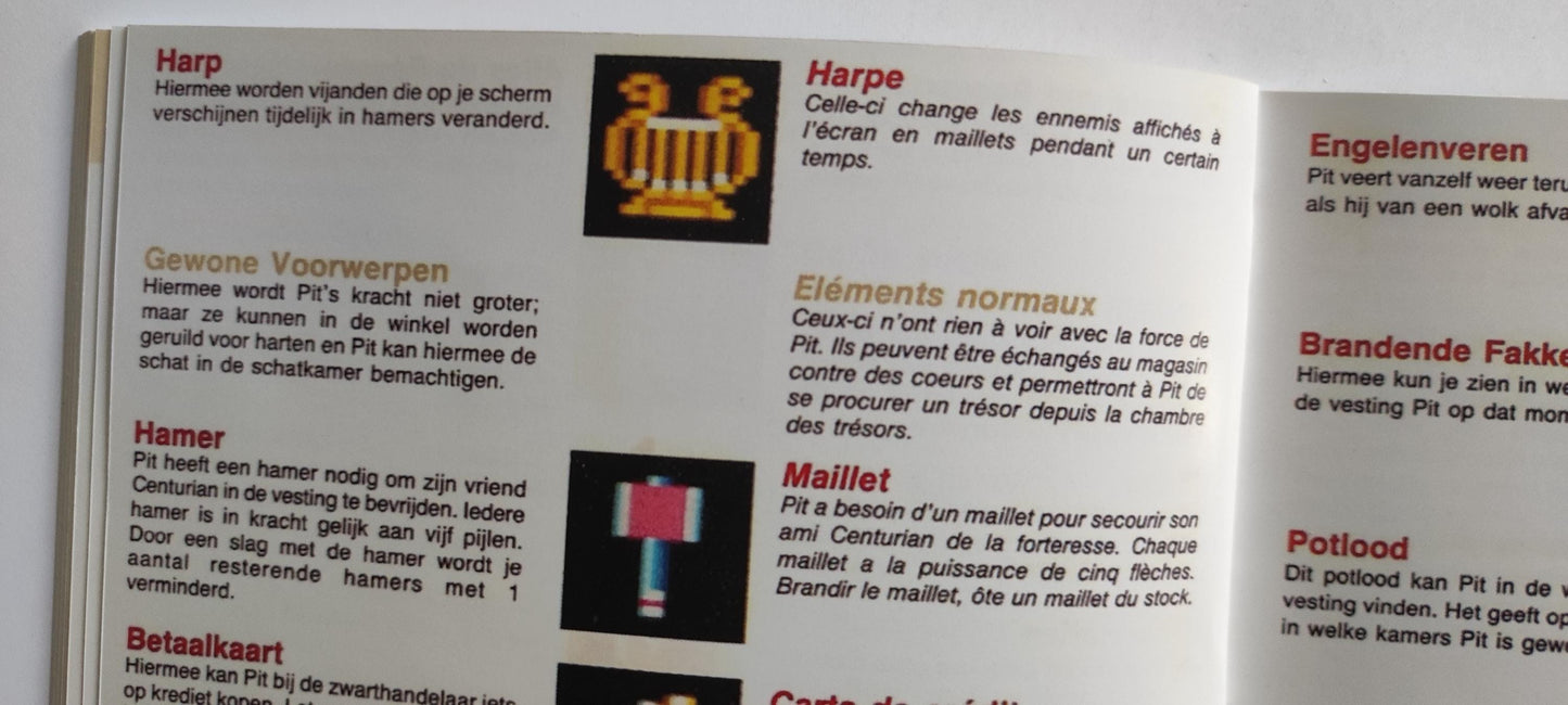 Notice Kid Icarus - NES - Français / Néerlandais -