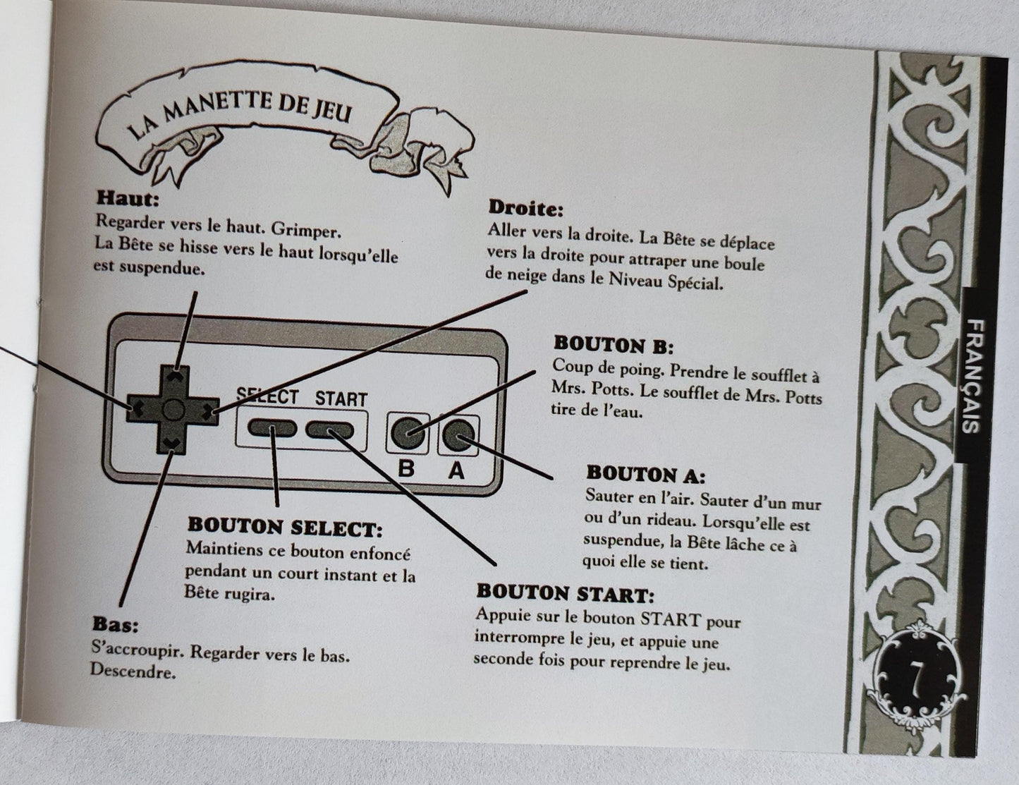 Notice La Belle et la Bête - NES - Français -