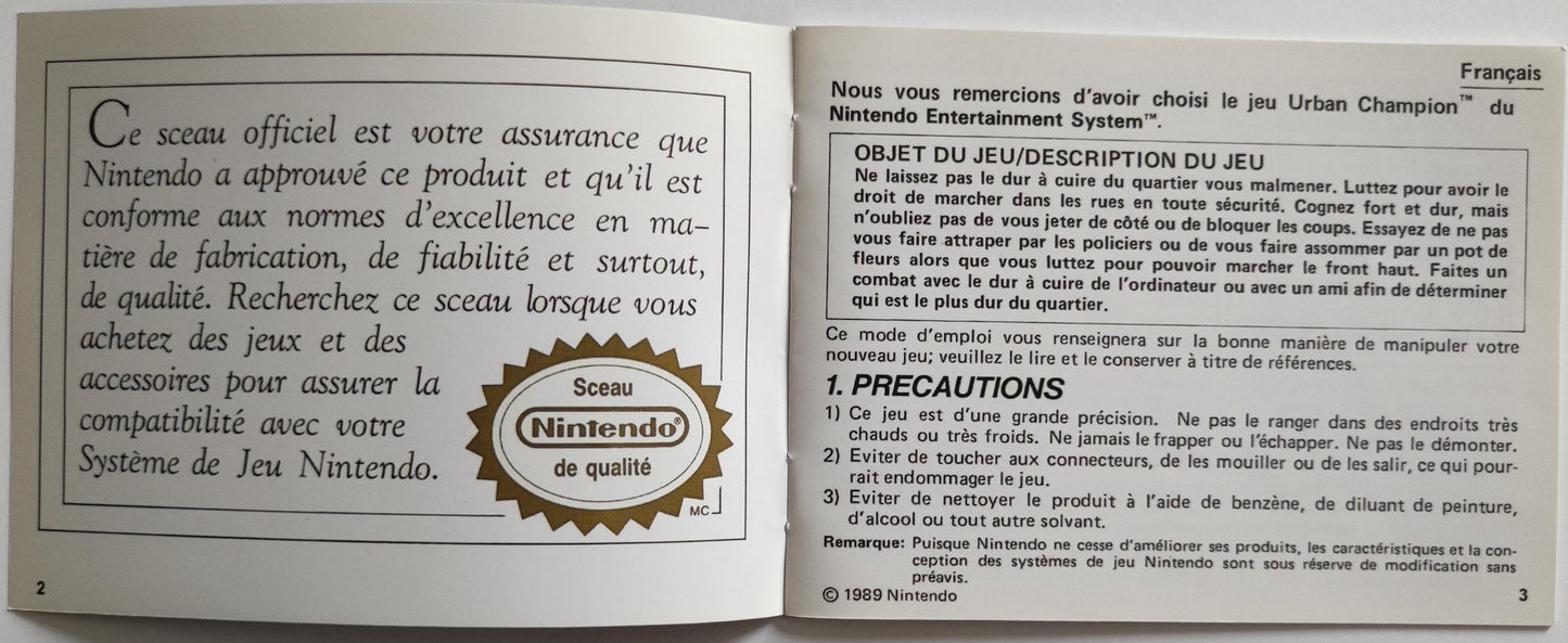 Notice Urban Champion - FAH - NES - Français -