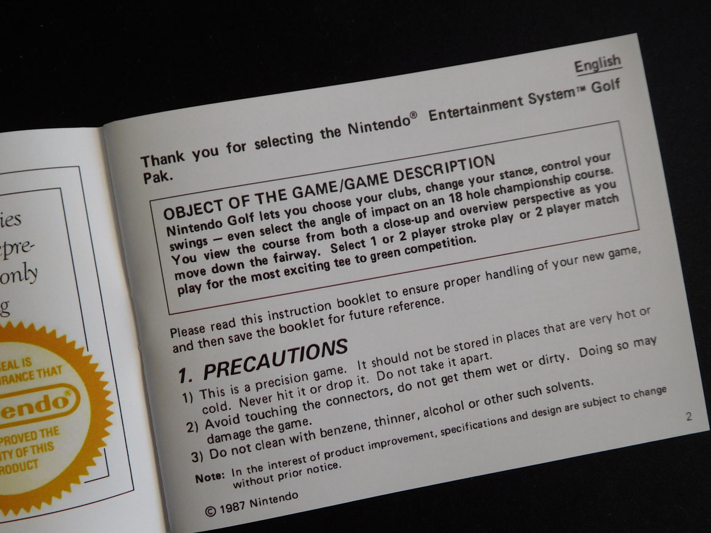 Notice Golf - ASD - NES - Français/Anglais -