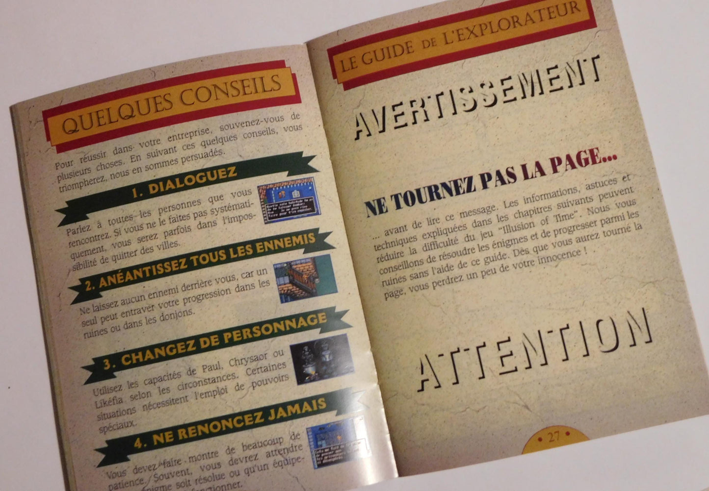 Notice Illusion of Time FRA/SFRA - SNES - Français -