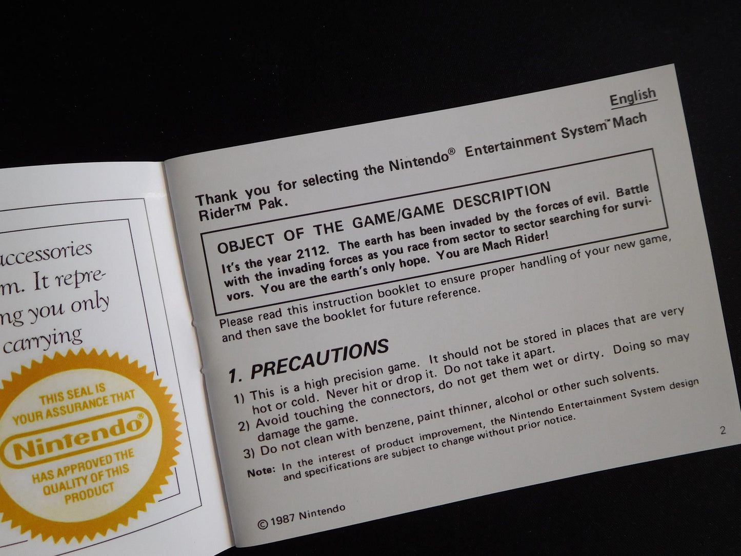 Notice Mach Rider - ASD - NES - Français/Anglais -