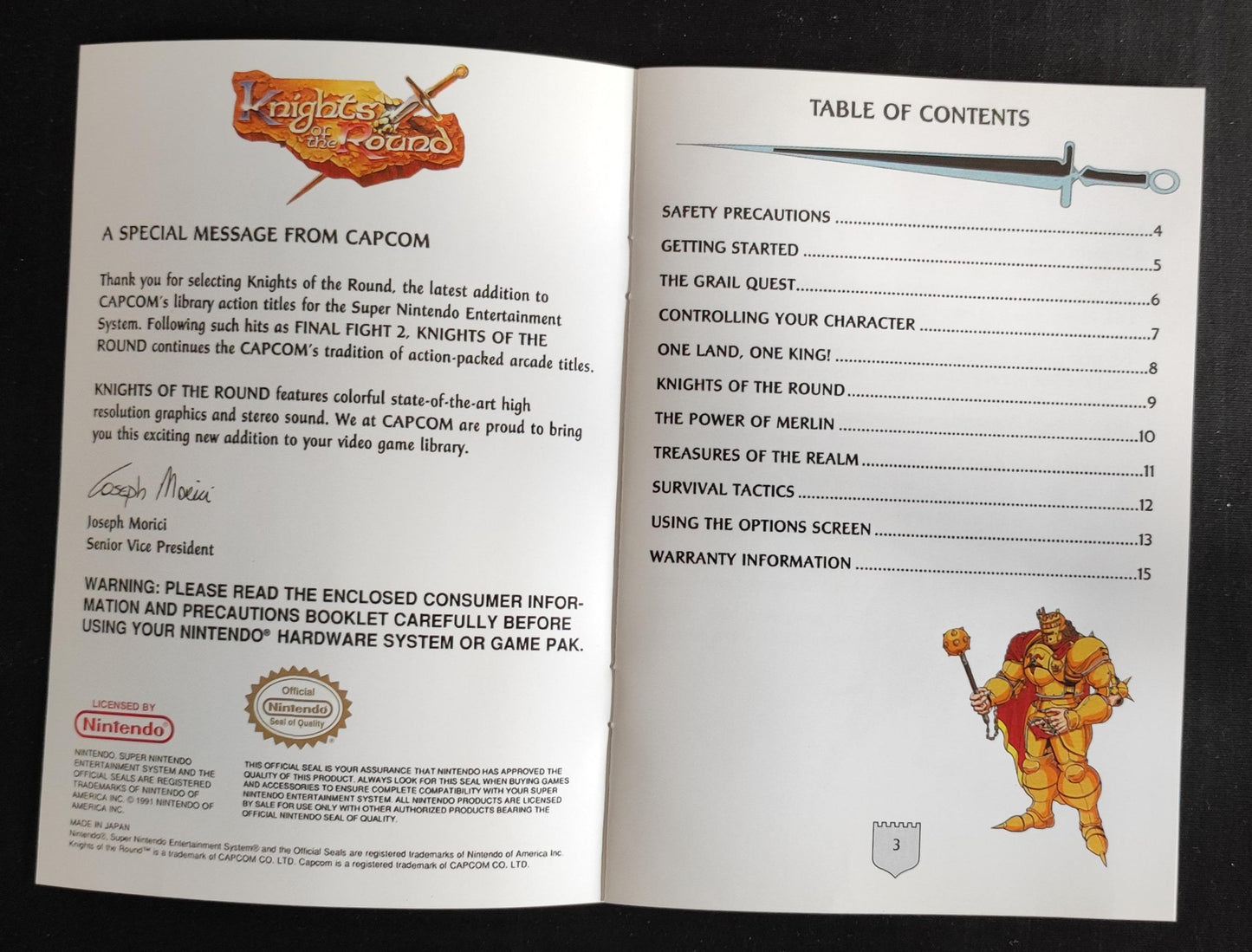 Notice Knights of the Round - SNES - Anglais -