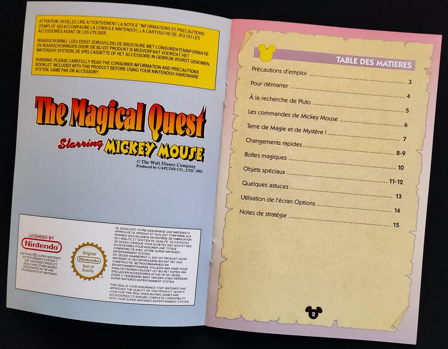 Notice The Magical Quest starring Mickey Mouse - SNES - Français -