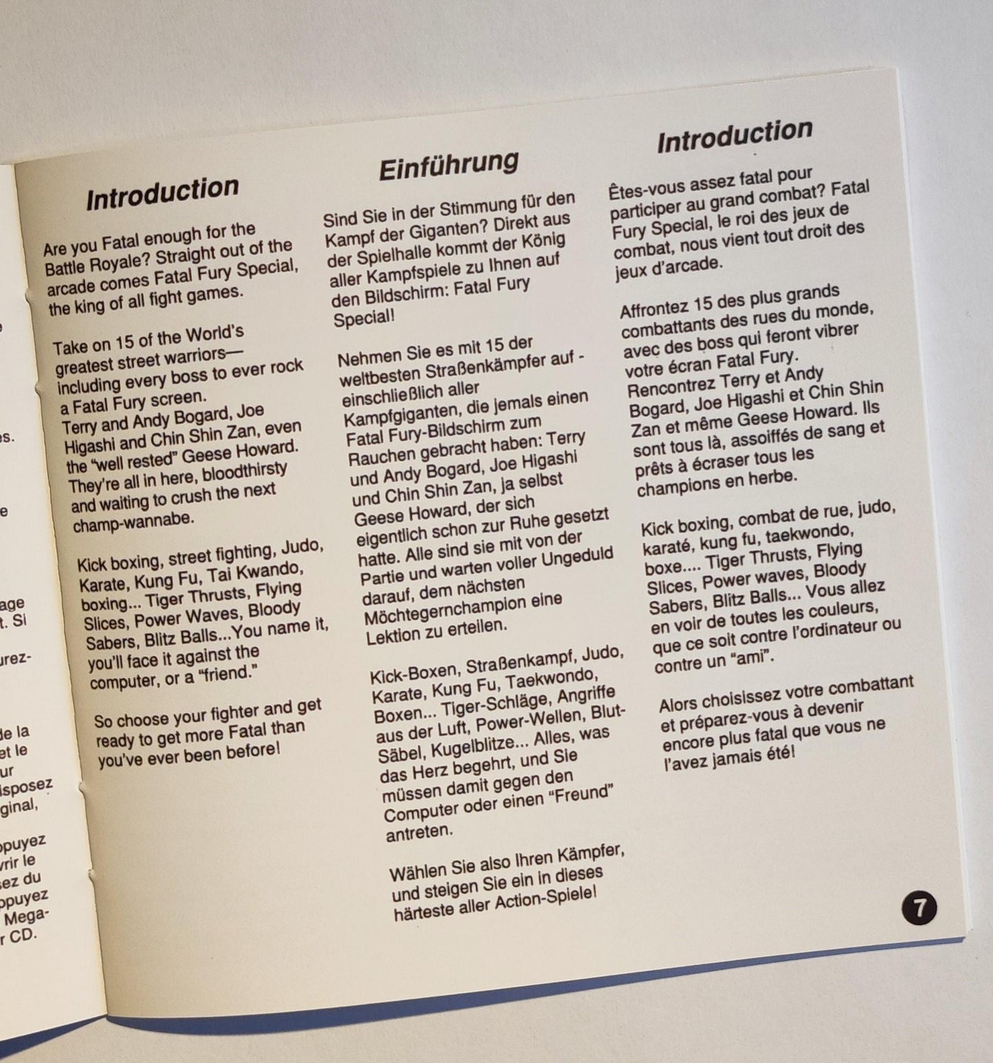 Notice Fatal Fury Special - Sega MegaCD - Français -