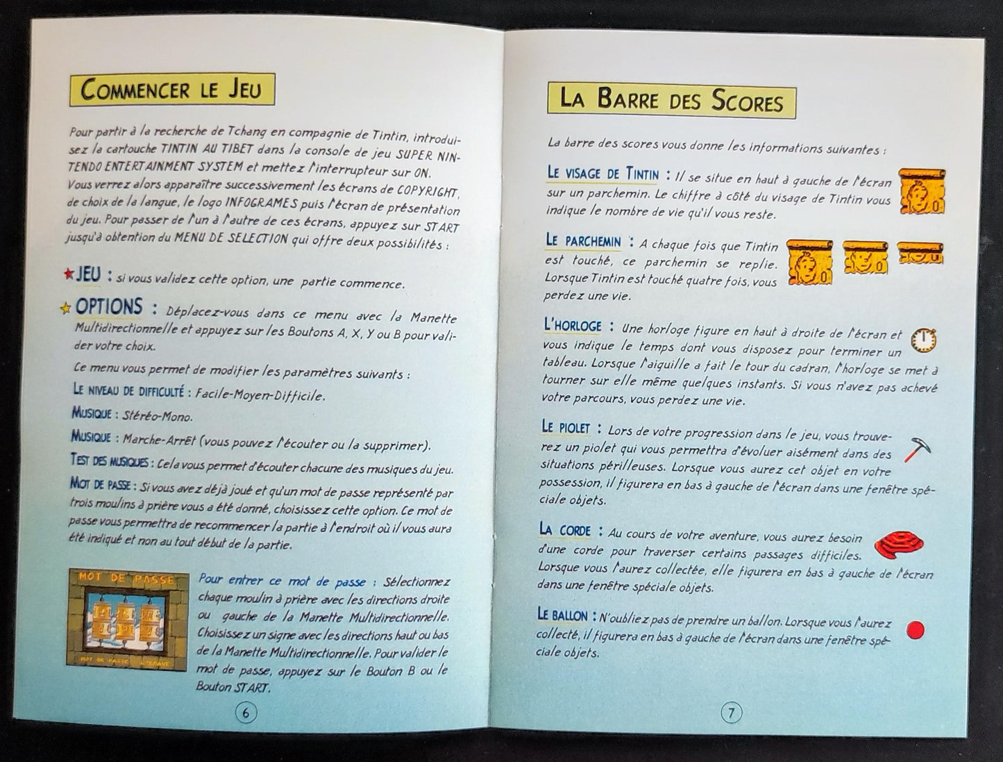 Notice Tintin au Tibet - SNES - Français -