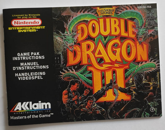 Notice Double Dragon III: The Rosetta Stone NES - Français -