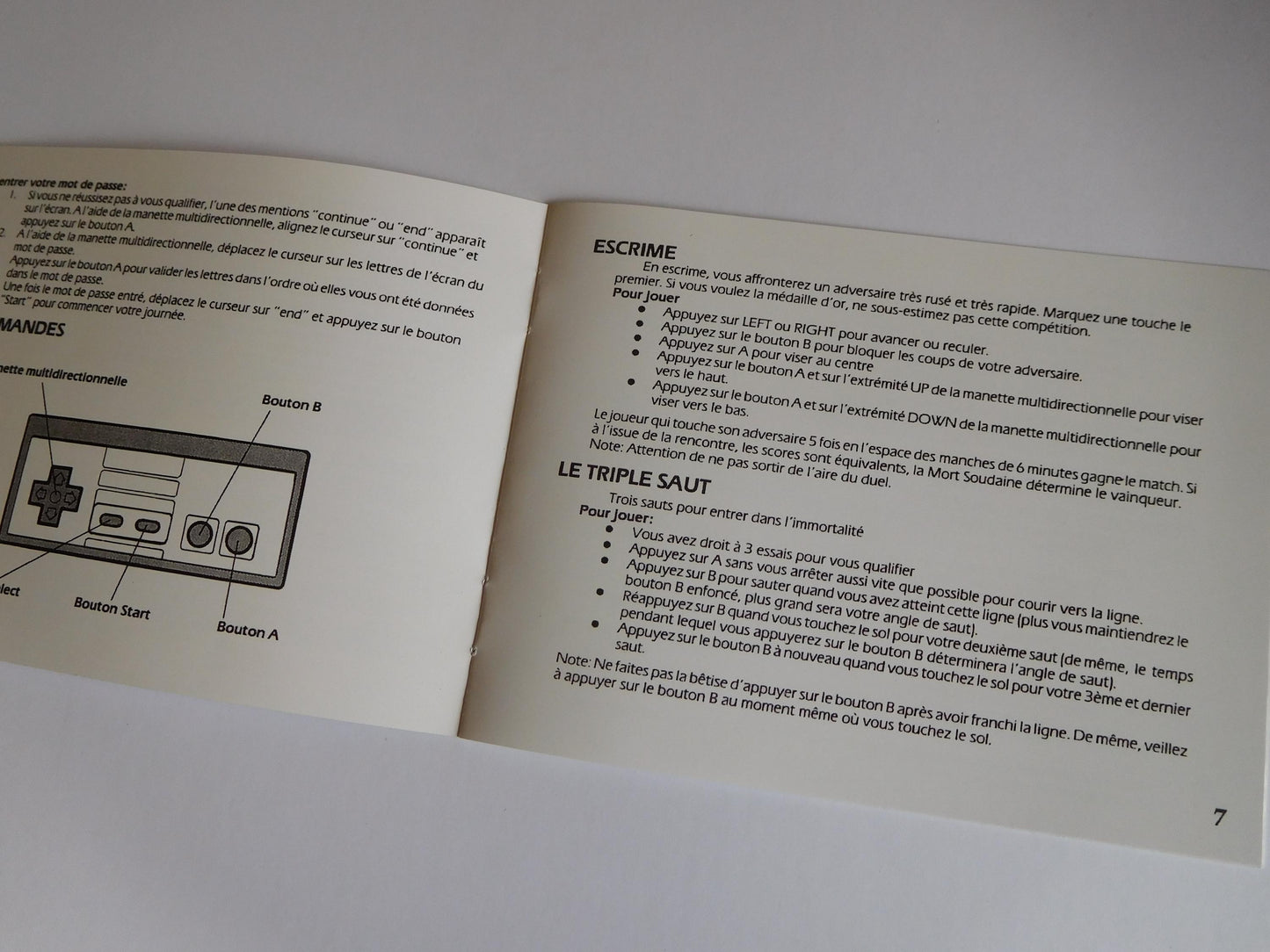 Notice International Track & Field 2 NES - Français -