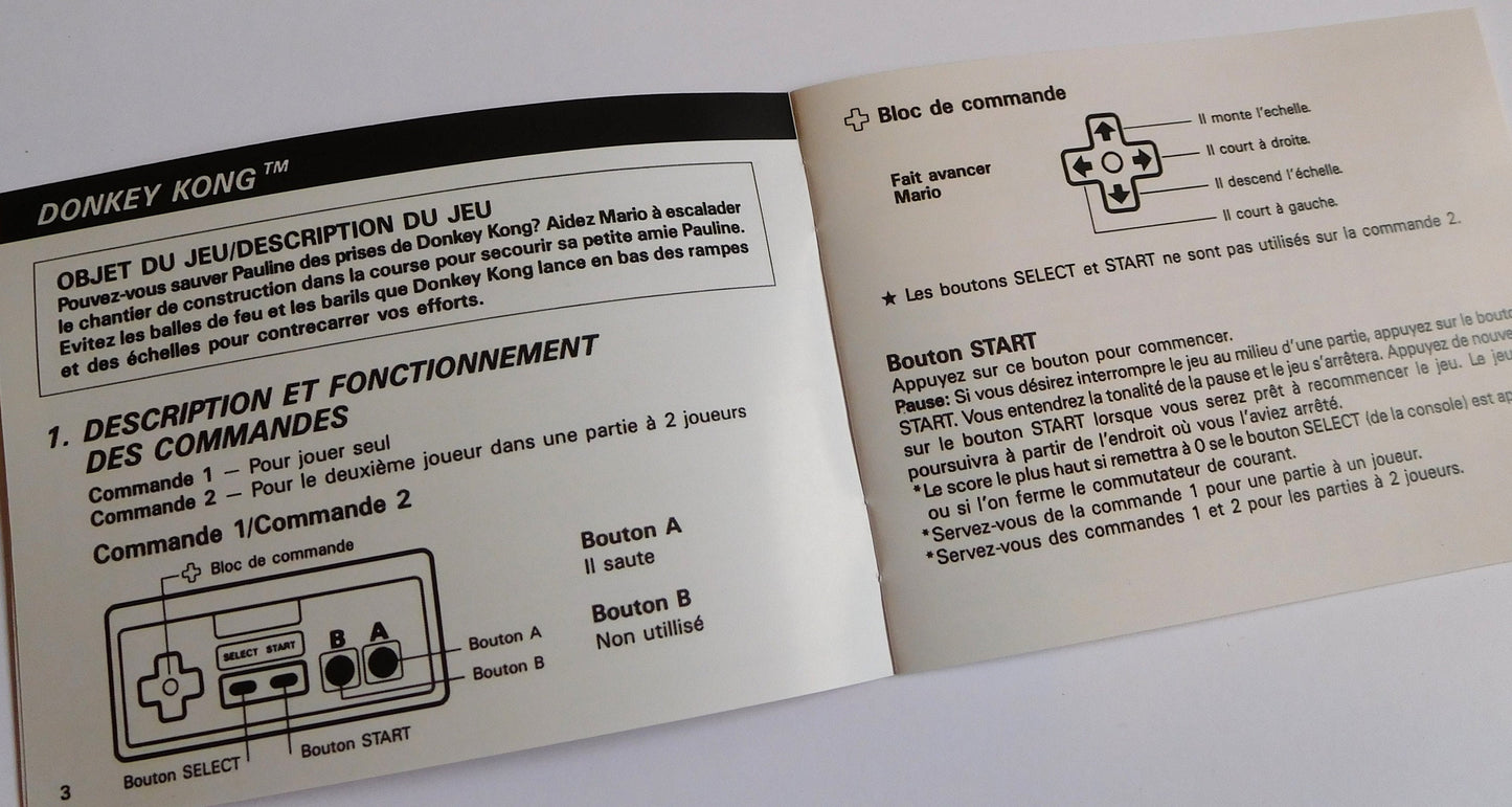 Notice Donkey Kong Classics NES - Français -