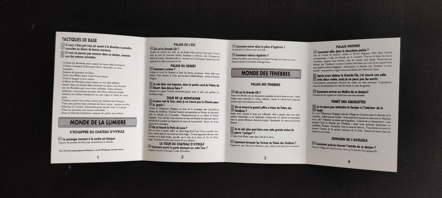 Livret des Secrets -  The Legend of Zelda : A Link to the Past - SNES - Français -