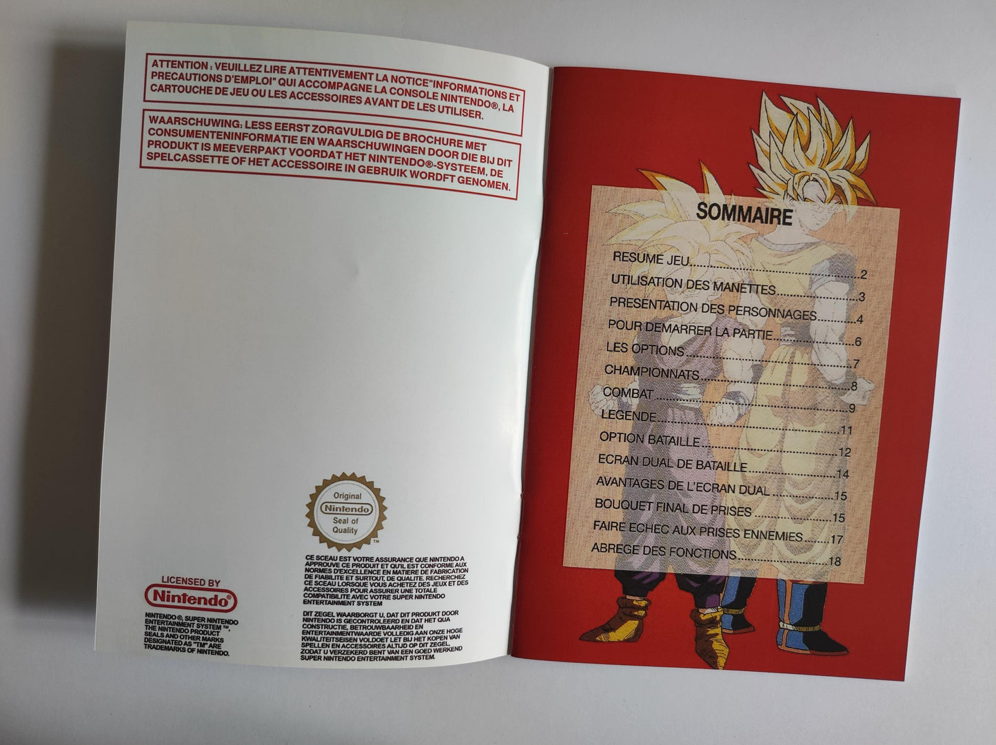 Notice Dragon Ball Z : La Légende Saien SNES - Français -