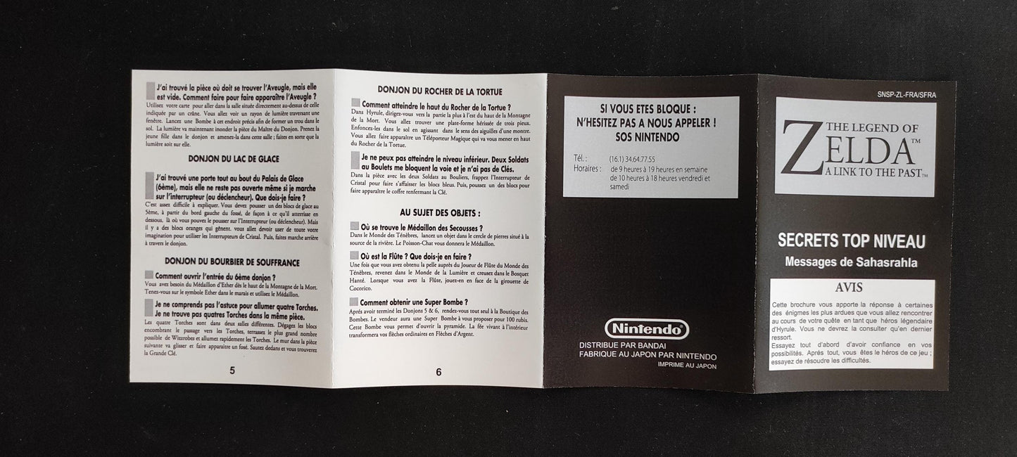 Livret des Secrets -  The Legend of Zelda : A Link to the Past - SNES - Français -