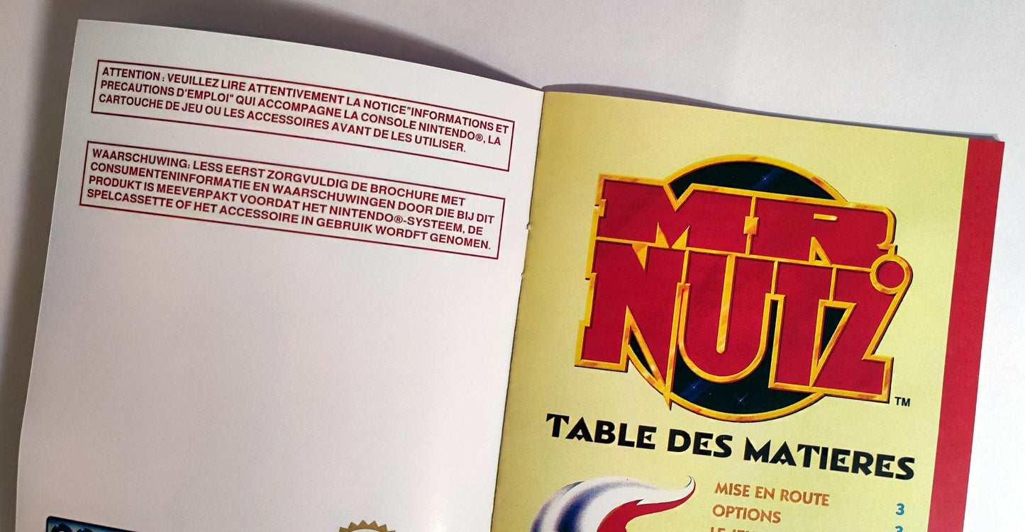 Notice Mr. Nutz - SNES - Français -