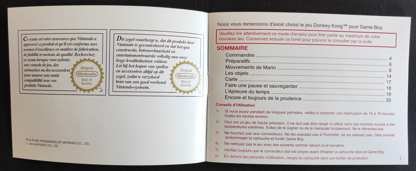 Notice Donkey Kong - Game Boy - Français -